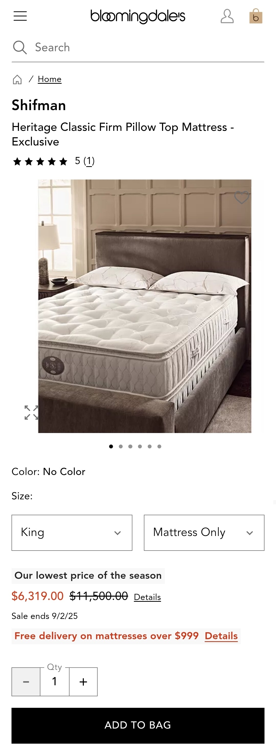 Shifman Heritage Classic Firm Pillow Top Double Sided Mattress King/ Cal-King