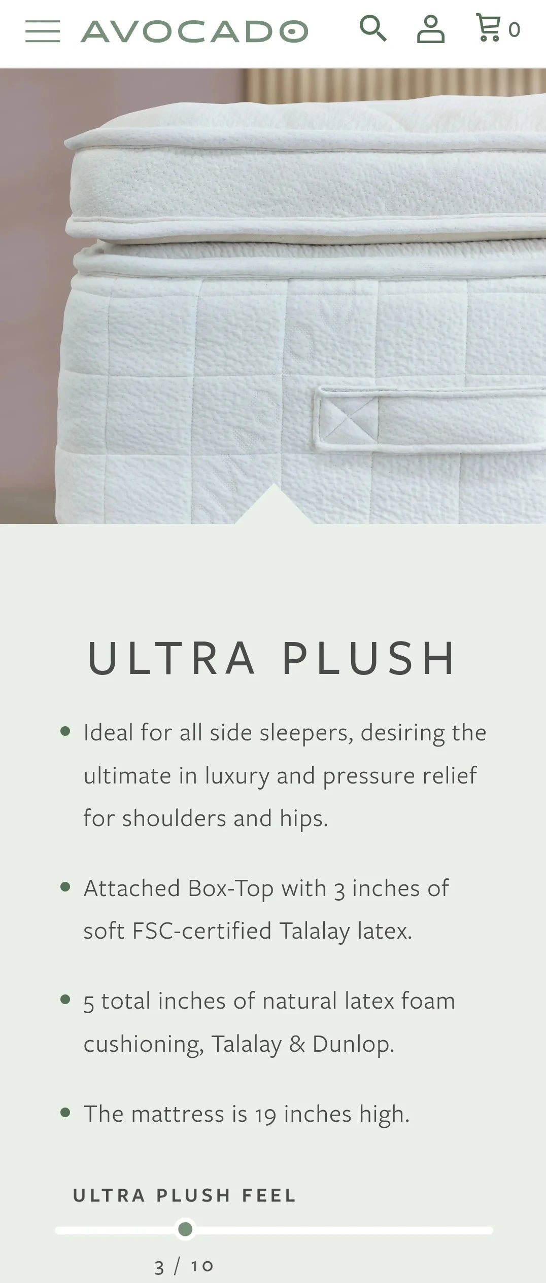 Avocado Luxury Organic Ultra Plush Box-Top King/ Cal-King