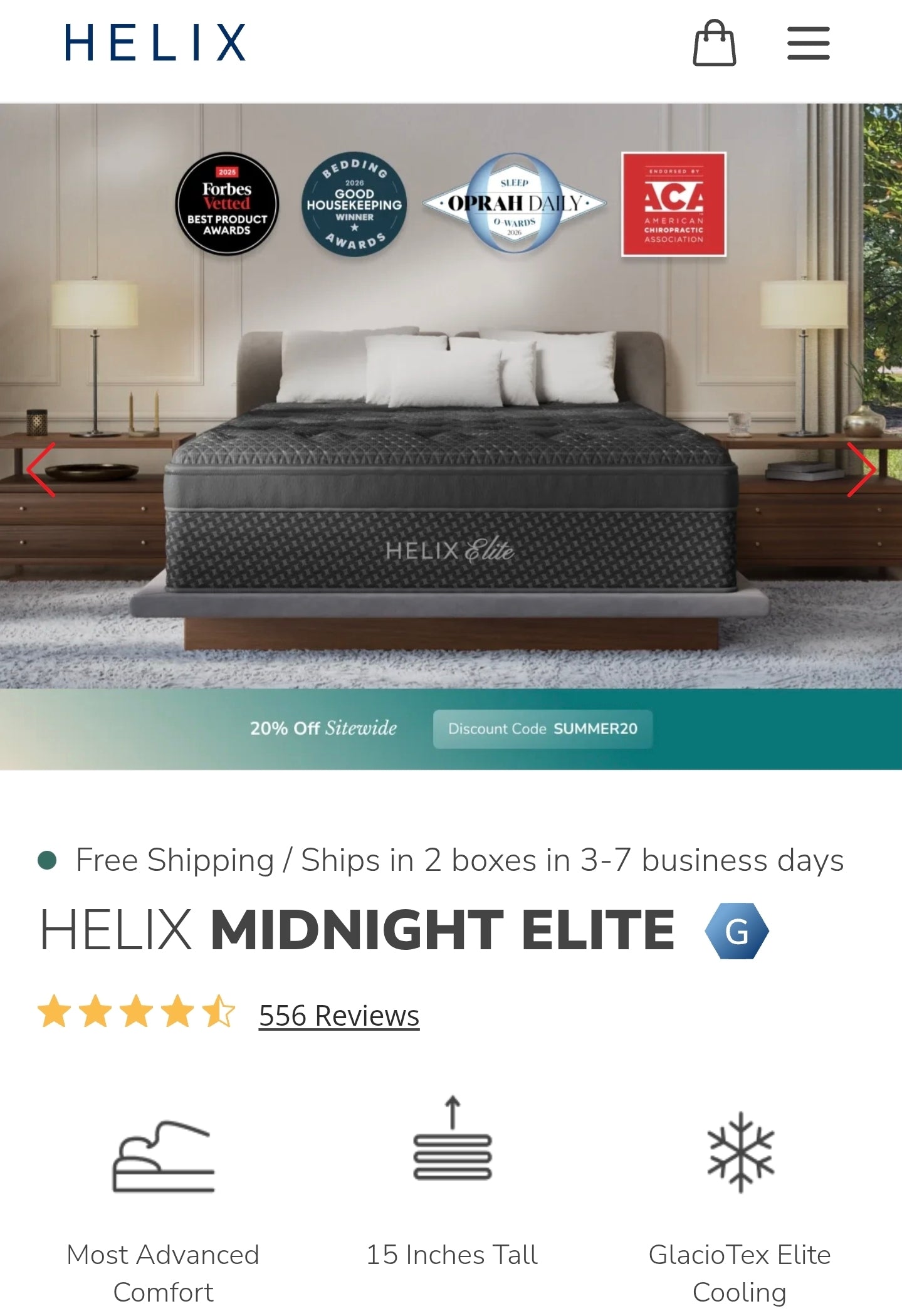 Helix Midnight Elite Queen Size