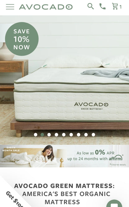 Avocado Green Mattress With Medium Pillow Top + Avocado Standard Queen Foundation + Saatva Classic 14.5 Luxury Firm Full Size