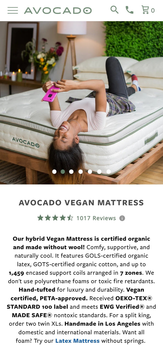 Avocado Vegan Mattress Twin-XL