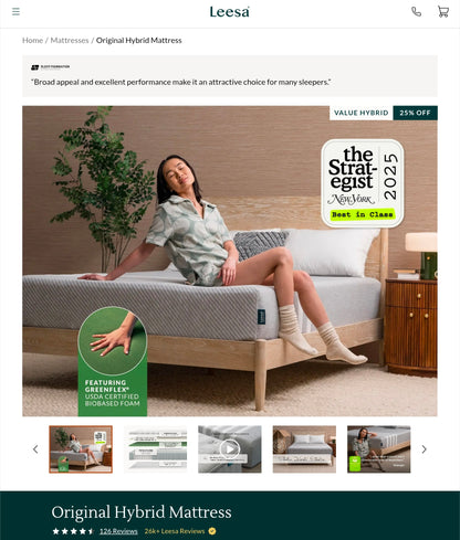 Leesa Original Mattress King/ Cal-King