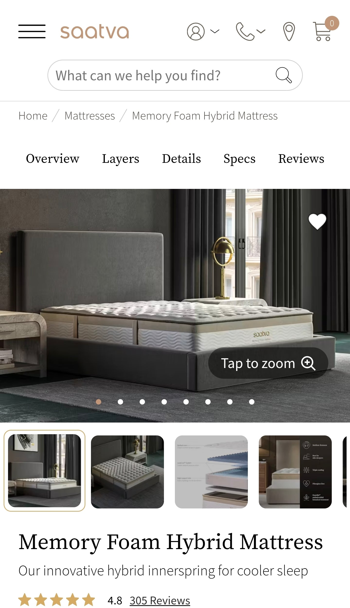 Saatva Memory Foam Hybrid King/ Cal-King