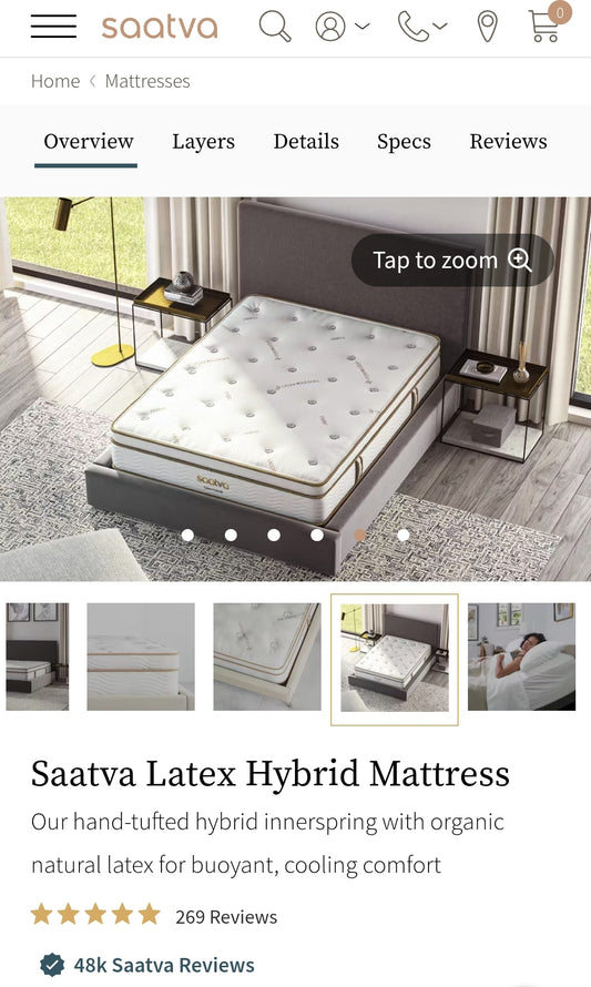 Saatva Latex Hybrid King/ Cal-King