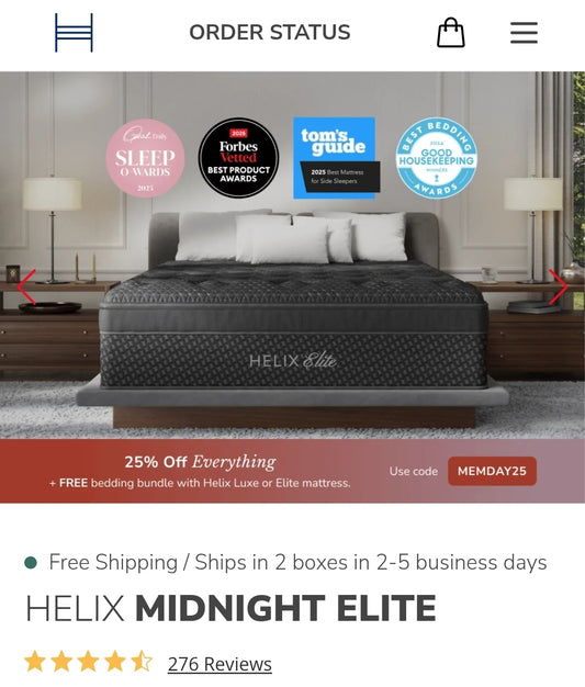Helix Midnight Elite Queen Size