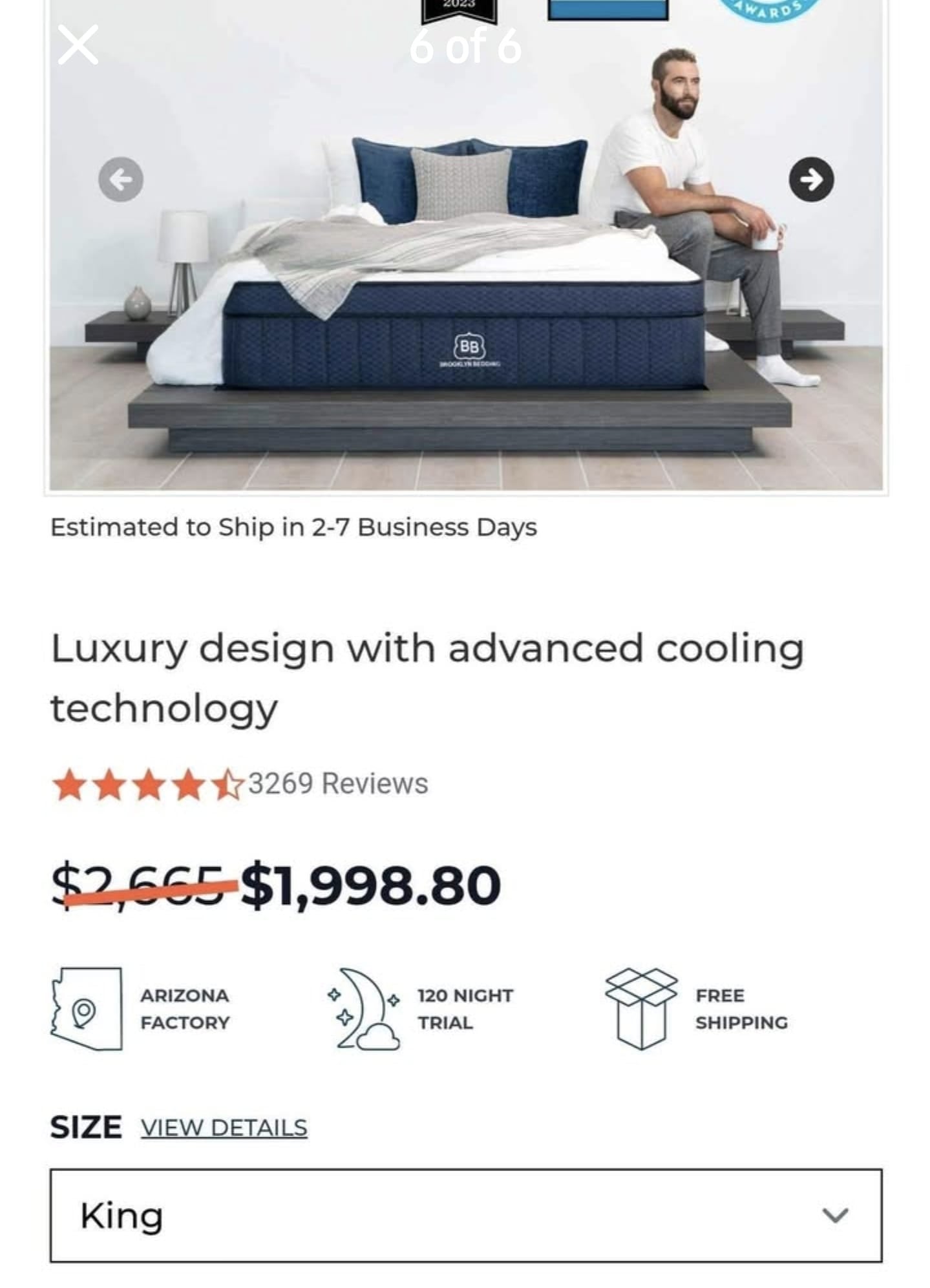 Brooklyn Aurora Medium Hybrid With GlacioTex Cooling Pillow Top King/ Cal-King