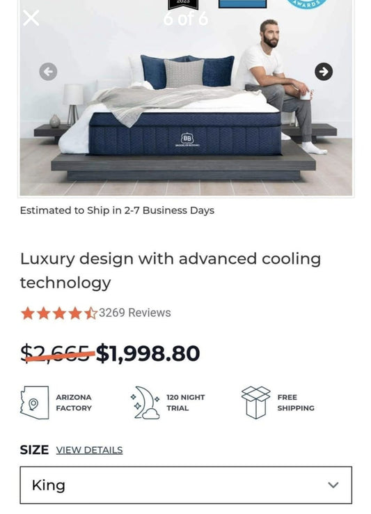 Brooklyn Aurora Medium Hybrid With GlacioTex Cooling Pillow Top King/ Cal-King
