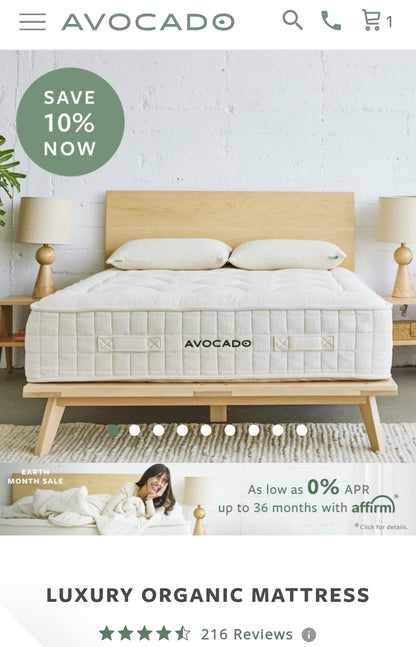 Avocado Luxury Organic Standard Medium No Pillow Top Queen Size