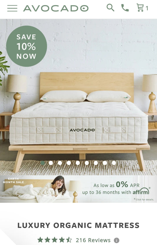 Avocado Luxury Organic Standard Medium No Pillow Top Queen Size